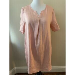 Mordenmiss 100% Linen Pink Day Dress